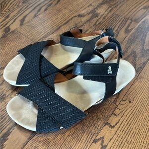 Women’s Black Woven Strap Comfort Sandals Spain